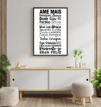 Quadro Decorativo Ame Mais - Preto E Branco 34x23cm