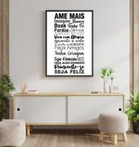 Quadro Decorativo Ame Mais - Preto e Branco 45x34cm