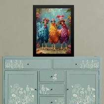 Quadro Decorativo Amigas Galinhas 24x18cm Quadro Decorativo Amigas Galinhas 24x18cm