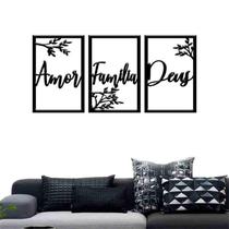Quadro Decorativo Amor, Família E Deus - Mdf 3Mm 001 Quadro Decorativo Amor, Família E Deus - Mdf 3Mm 001