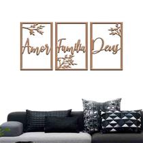 Quadro Decorativo Amor, Família e Deus MDF 3mm - Decoarts