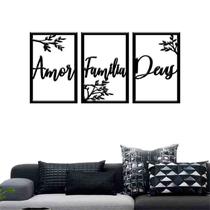 Quadro Decorativo Amor, Família e Deus MDF 3mm