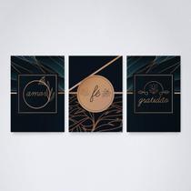 Quadro Decorativo Amor Fé e Gratidão V3 - 30x20cm