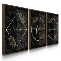 Quadro Decorativo Amor fé Gratidão Com Moldura Quadro Decorativo Amor fé Gratidão Com Moldura