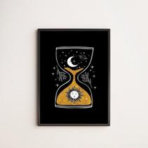 Quadro Decorativo Ampulheta Universo 45X34Cm Com Vidro Preta