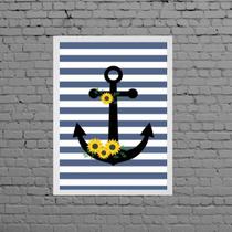 Quadro Decorativo Âncora Girassol 33x24cm - com vidro
