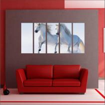 Quadro Decorativo Animais Cavalos Mosaico 5 Peças S1