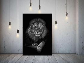 Quadro Decorativo Animais Conquer of The Jungle Lion Black - 180X120 cm