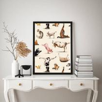 Quadro Decorativo Animais Fazendo Yoga 33x24cm - com vidro Quadro Decorativo Animais Fazendo Yoga 33x24cm - com vidro