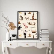 Quadro Decorativo Animais Fendo Yoga 24X18Cm - Com Vidro