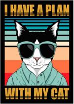 Quadro Decorativo Animais Gato Pet Shop I Have A Plan With My Cat Com Moldura RC0156 Quadro Decorativo Animais Gato Pet Shop I Have A Plan With My Cat Com Moldura RC0156