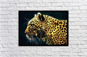 Quadro Decorativo Animais Leopardo Biologia Felinos Paisagem Com Moldura RC003