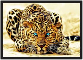 Quadro Decorativo Animais Leopardo Decoração Com Moldura