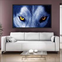 Quadro Decorativo Animais Lobo Olhos Com Moldura Salas - Vital Quadros Do Brasil