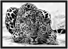 Quadro Decorativo Animais Preto e Branco Leopardo Decoração Com Moldura Quadro Decorativo Animais Preto e Branco Leopardo Decoração Com Moldura