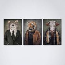 Quadro Decorativo Animais Roupa de Frio - 30x20cm Quadro Decorativo Animais Roupa de Frio - 30x20cm