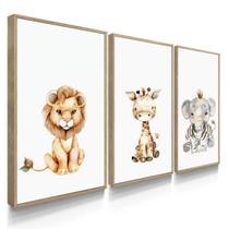 Quadro Decorativo Animais Safari 55x40 Com Vidros