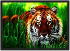Quadro Decorativo Animais Tigre Abstrato Decoração Com Moldura