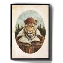 Quadro Decorativo Animais Vintage Cor Onça De Roupa