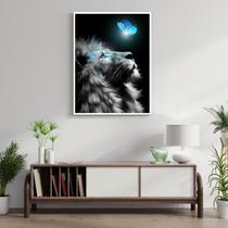 Quadro Decorativo Animal Leão 001 Moldura em Madeira 30x42cm
