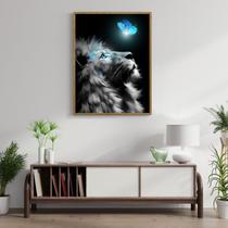 Quadro Decorativo Animal Leão 001 Moldura em Madeira 60x80cm