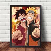 Quadro Decorativo anime mangá Naruto e Luffy one piece - stark arts