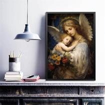 Quadro Decorativo Anjo Renascentista Mãe 24x18cm - Quadros On-line