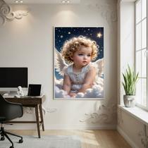 Quadro Decorativo Anjo Sereno 70x50cm Mold Preta Quadro Decorativo Anjo Sereno 70x50cm Mold Preta