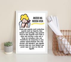 Quadro Decorativo Anjos Na Nossa Vida 24x18cm - com vidro