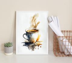 Quadro Decorativo Aquarela Café 33X24Cm - Com Vidro