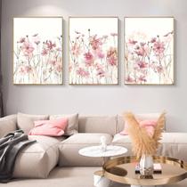 Quadro decorativo aquarela rosa flores pintura abstrata - NEYRAD
