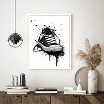 Quadro Decorativo Aquarela Tênis Cano Alto Preto - 70x50cm Quadro Decorativo Aquarela Tênis Cano Alto Preto - 70x50cm