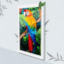 Quadro Decorativo Arara Macau + Vidro 33x25 Sala Quarto Quadro Decorativo Arara Macau + Vidro 33x25 Sala Quarto