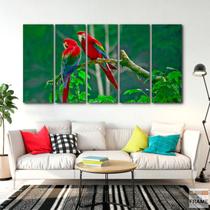 Quadro Decorativo - Araras da Floresta -Tela em Tecido 5 peças