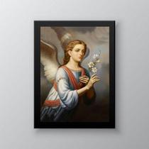 Quadro Decorativo Arcanjo Gabriel 33x24cm - Madeira Branca