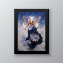 Quadro decorativo Arcanjo Haniel 45x34cm - Moldura branca