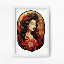 Quadro Decorativo Áries 33x24cm - Moldura Branca
