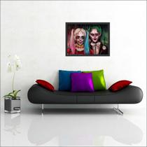 Quadro Decorativo Arlequina Joker Super Heróis Salas Quartos Decorações Com Moldura