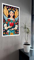 Quadro Decorativo Art Folk Mulher Asas Coração - 70x50cm Quadro Decorativo Art Folk Mulher Asas Coração - 70x50cm