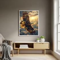 Quadro Decorativo Arte Águia e Chave - 70x50cm Cor:Moldura Preta