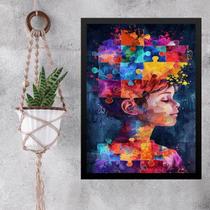 Quadro Decorativo Arte Autismo Aquarela 24x18cm - com vidro Quadro Decorativo Arte Autismo Aquarela 24x18cm - com vidro