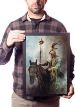 Quadro Decorativo Arte Bode A Cavalo Simbologia Pagã