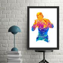 Quadro Decorativo Arte Boxe - Boxeador 24x18cm - com vidro