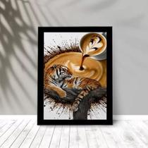 Quadro Decorativo Arte Café Tigre 33X24Cm - Com Vidro