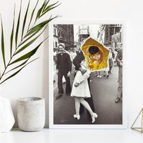 Quadro Decorativo Arte Colagem O Beijo 24x18cm