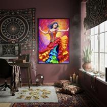 Quadro Decorativo Arte Colorida Uma Mulher Cigana -70X50Cm