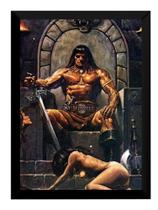 Quadro Decorativo Arte Estilo Pintura Oleo Conan Rei 42x29cm