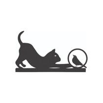 Quadro Decorativo Arte Gato Caçador 30Cm Mdf Preto 3Mm Quadro Decorativo Arte Gato Caçador 30Cm Mdf Preto 3Mm