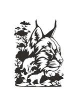 Quadro Decorativo Arte Gato Floresta 30Cm Mdf Preto 3Mm Quadro Decorativo Arte Gato Floresta 30Cm Mdf Preto 3Mm