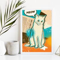 Quadro Decorativo Arte Gato Pop Art 45x34cm - com vidro Quadro Decorativo Arte Gato Pop Art 45x34cm - com vidro